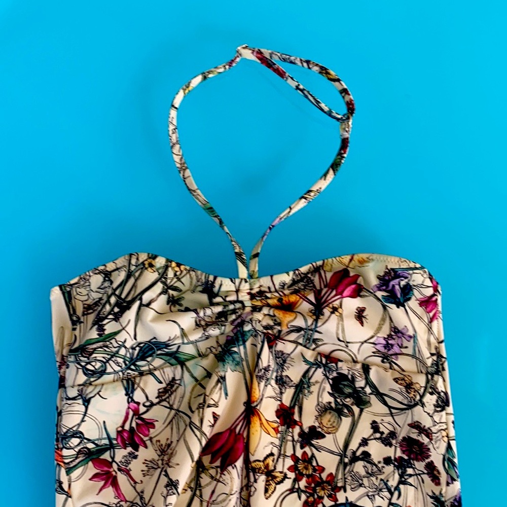 GUCCI Girls Floral halter bathing suit one piece